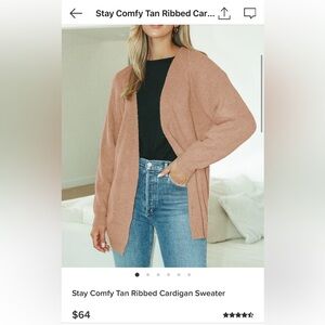 Lulu’s Tan Ribbed Cardigan Sweater